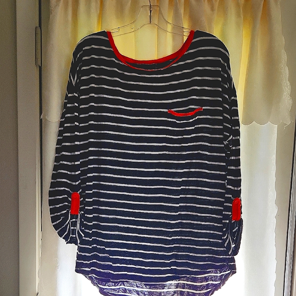 a.n.a Blue 3/4 Sleeve Boxy Blouse